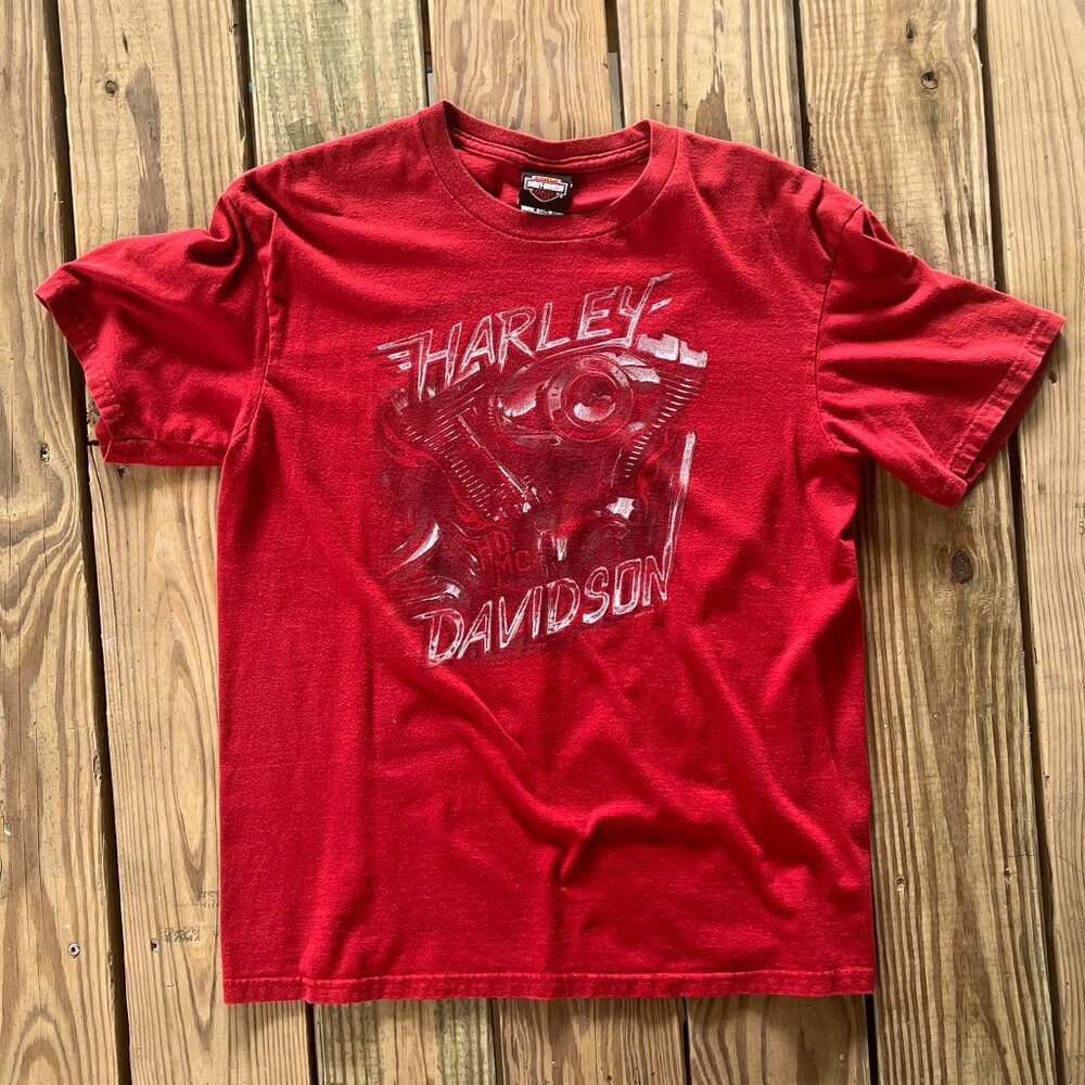 Vintage Y2K Harley Davidson Maroon T Shirt - Atlantic City NJ - Women's Large